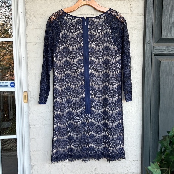 Tibi Navy Lace Long Sleeve Sheath Dress Size 4 - Picture 8 of 15